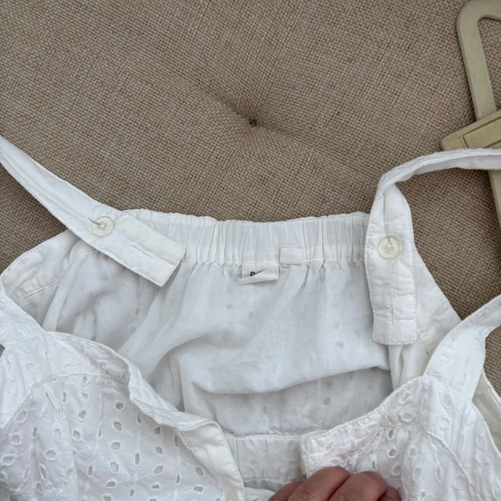 GAP Apron Eyelet Maxi Dress in Optic White - Size 12 - Picture 3 of 9